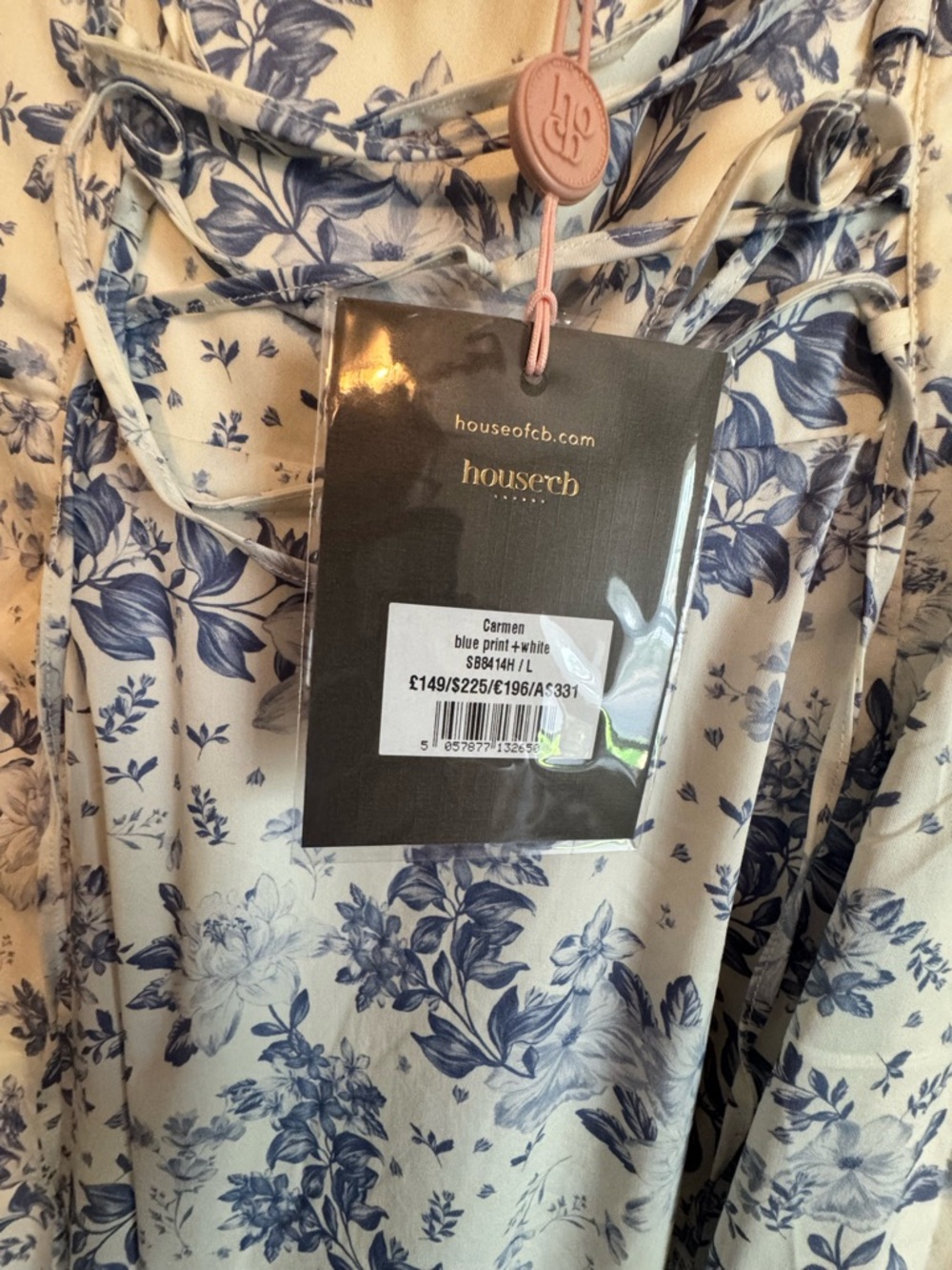 House of CB Carmen Dress with Blue Floral Print - Picture 3 of 3